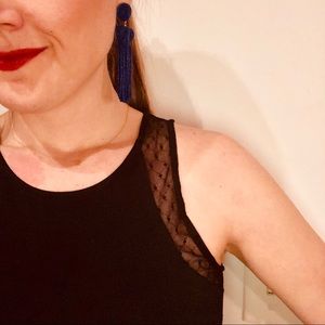 Black H&M Skater Dress w/ Mesh Shoulder Detail (S)